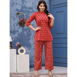 Cloth Bites Printed Mandarin Collar Pure Cotton Top With Palazzo Co-Ords-picture-41