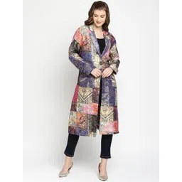 Cloth Haus India Women Blue & Pink Floral Patchwork Longline Tailored Jacket-picture-26
