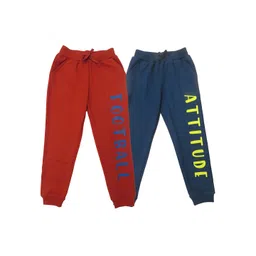 Clothe Funn Boys Pack of 2 Typography Printed Cotton Joggers-image-6