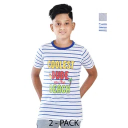 Clothe Funn Boys Pack Of 2 Typography Printed Cotton T-shirt-image-26