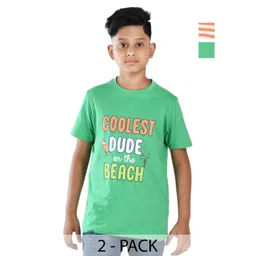 Clothe Funn Boys Pack Of 2 Typography Printed T-shirt-image-19