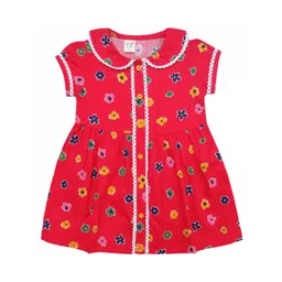 Clothe Funn Girls Floral Print Peter Pan Collar Cotton Fit & Flare Dress-picture-32