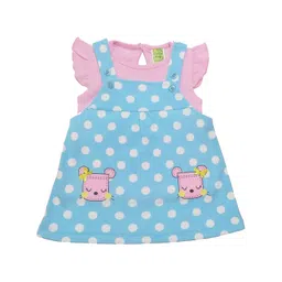 Clothe Funn Girls Polka Dots Printed Cotton Pinafore Dress With Top-picture-45