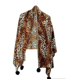 clotheinghub Animal Print Wool Blend Women Yellow Stole-picture-38