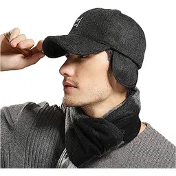 CLOTHERA Men's Winter Warm Baseball Cap with Foldable Ear Flaps for Outdoor image 5