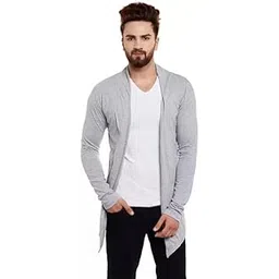 clothify Open Long Cardigan Full Sleeve Shrug for Men (IN, Alpha, XL, Regular, GREY)-picture-33