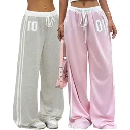 clothina Pack of 2 Women Solid Pink, Grey Track Pants-picture-14
