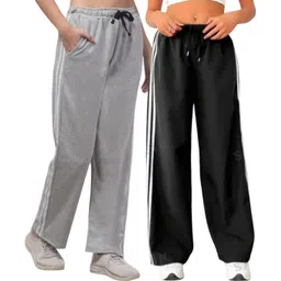 clothina Pack of 2 Women Striped Multicolor Track Pants-picture-34