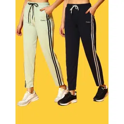 CLOTHINA Women Striped Slim Fit Trousers-picture-33