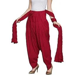 clothing & accessories WOMENS COTTON FULL PATIALA SALWAR PYJAMA WITH DUPATTA (FREE SIZE) Red-picture-26
