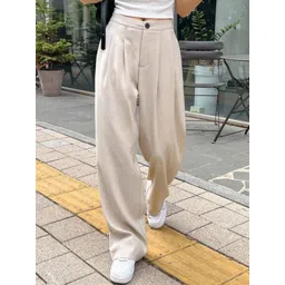 CLOTHINK INDIA Women Relaxed Pleated Trousers-picture-33