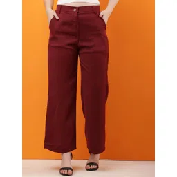 CLOTHINK INDIA Women Relaxed Wide Leg Formal Trousers-picture-40