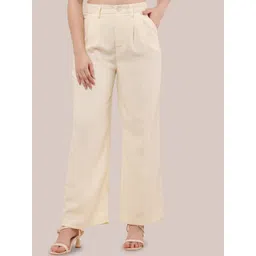 CLOTHINK INDIA Women Solid Relaxed Pleated Trousers-picture-11