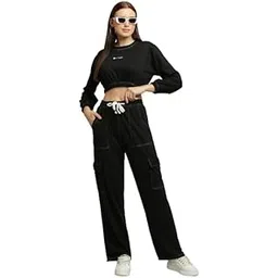 clothink india Women's Cotton Fabric Stylish Cargo Lower/Pajama/Pants Black-picture-23