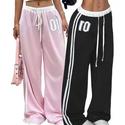 clothmaster Pack of 2 Women Striped Multicolor Track Pants-picture-45