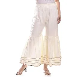 clothy n wave Women's Flared Solid Gotta Lace Black Sharara-picture-33