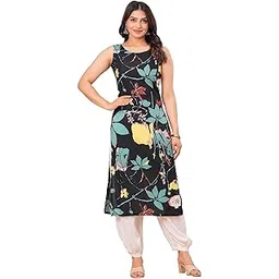 clothy n wave Women's Rayon Printed Kurta(K222Black)-picture-30
