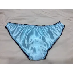 cloud fino Womens Silky Sexy Silk Satin Bikini Panties Medium Size Women Underwear for Stylish Look Sky Blue Fabric with Navy Blue Elastic (Medium 30-34 ) image 2