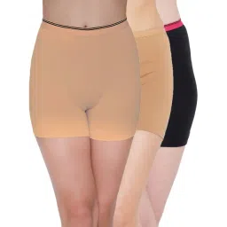 Clovia Beige & Black Cotton Boyleg Panties - Pack Of 3-picture-16