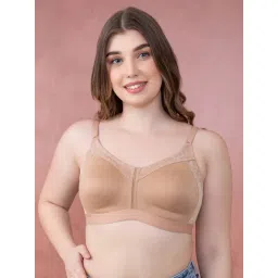 Clovia Beige Cotton Solid Non-Padded Full Cup Wire Free T-Shirt Bra-picture-29
