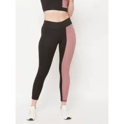 Clovia Black & Dusty Pink Polyester Tights-picture-24