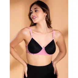 Clovia Black & Pink Printed T-Shirt Bra-picture-25