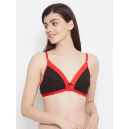 Clovia Black & Red Non Wired Non Padded Plunge Bra-picture-29