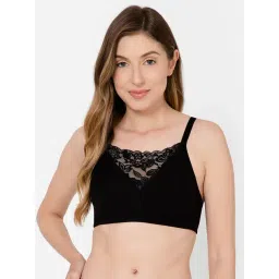 Clovia Black Cotton Lace Full Coverage Bralette Bra-picture-36