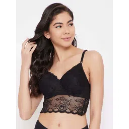 Clovia Black Lace Work Bralette Bra-picture-19