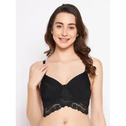 Clovia Black Polyamide Solid Padded Full Cup Underwired Bralette Bra-picture-37