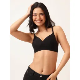 Clovia Black Polyamide Solid Padded Full Cup Wire Free T-Shirt Bra-picture-39