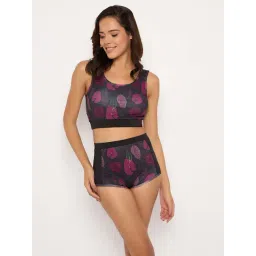 Clovia Black Regular Fit Printed Swimsuit-picture-23