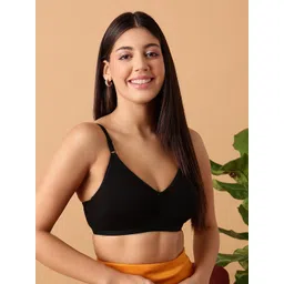 Clovia Black Solid Non-Padded Non-Wired T-Shirt Bra-BR0843R13-image-47