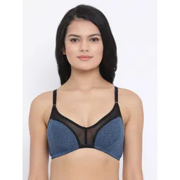 Clovia Blue & Black Colourblocked Non-Wired Non Padded Everyday Bra BR1652V0832B-picture-16