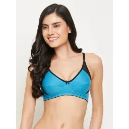 Clovia Blue & Black Non-Wired Non-Padded T-Shirt Bra-picture-46