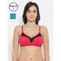 Clovia Blue & Pink Full Coverage T-Shirt Bra (Pack Of 2)-picture-26