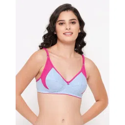 Clovia Blue & Pink Textured Non Wired Non Padded Full Coverage Bra-picture-44