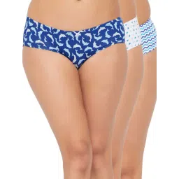 Clovia Blue & White Cotton Printed Hipster Panties - Pack Of 3-picture-21