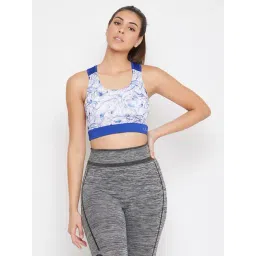 Clovia Blue & White Non Wired Padded Sports Bra-picture-21