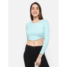 Clovia Blue Cotton Crop Top-picture-10