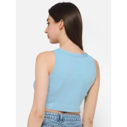 Clovia Blue Cotton Crop Top image 2