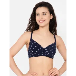 Clovia Blue Cotton Printed T-Shirt Bra-picture-30