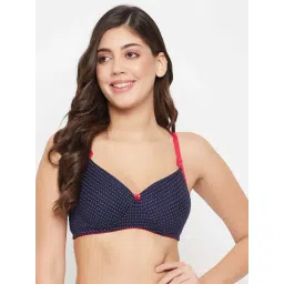 Clovia Blue Cotton Printed T-Shirt Bra-picture-34