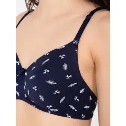 Clovia Blue Cotton Printed T-Shirt Bra image 5