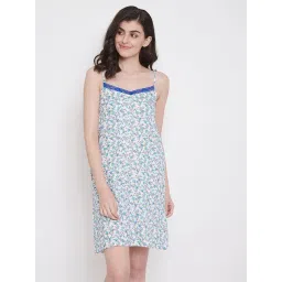 Clovia Blue Floral Print Night Dress-picture-22