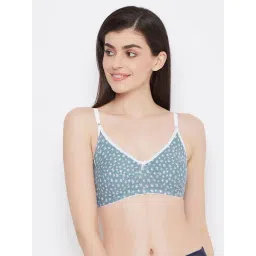 Clovia Blue Floral Print Non Wired Non Padded Full Coverage Bra-picture-17