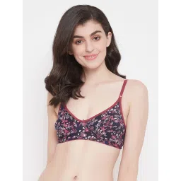 Clovia Blue Floral Print Non Wired Non Padded Full Coverage Bra image 1