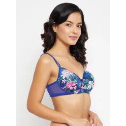 Clovia Blue Floral Print Padded Bra image 3