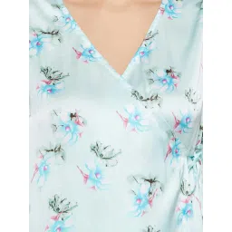 Clovia Blue Floral Print Top With Pyjamas image 4
