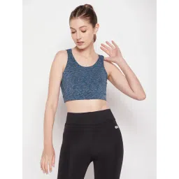 Clovia Blue Melange Sports Bra With Removable Cups-picture-11